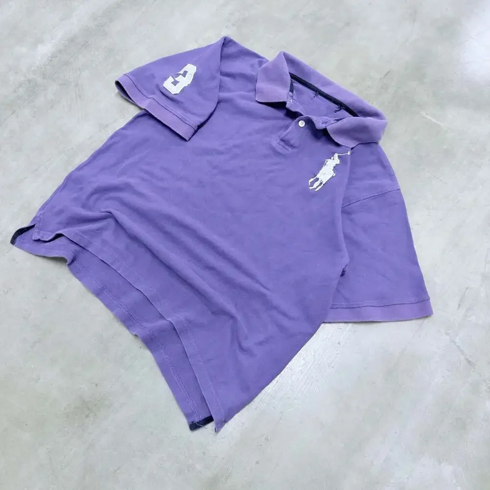 Polo Ralph Lauren Purple Short Sleeve Big Pony Polo Shirt with Number 3 Patch